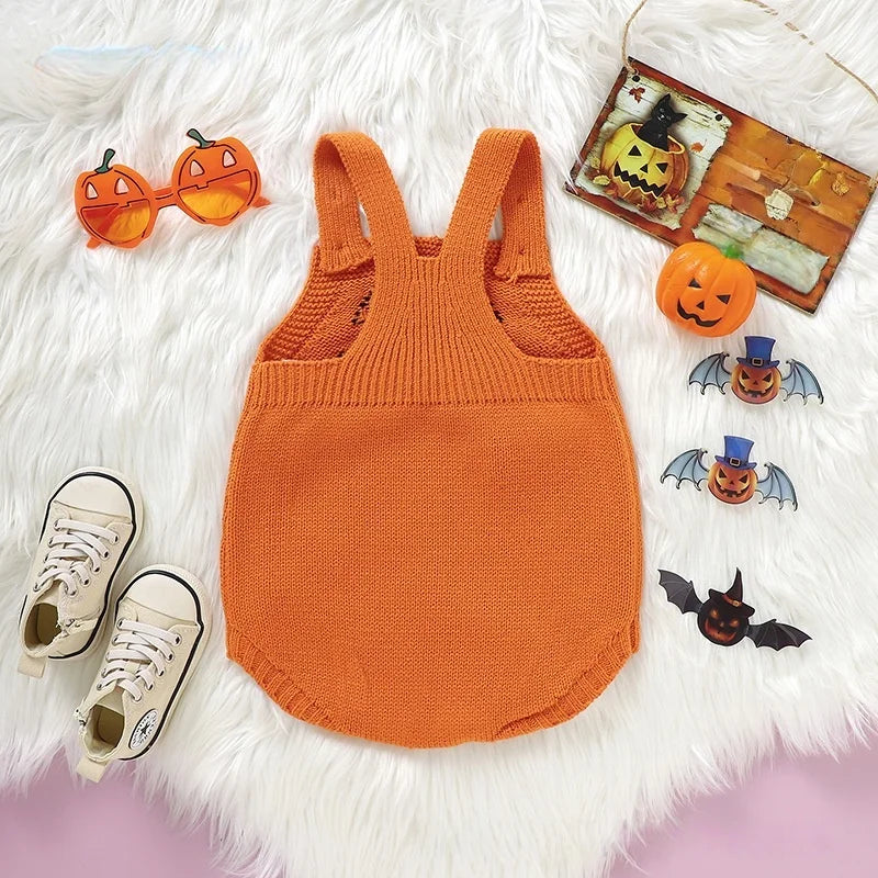 Baby Halloween Pumpkin Knit Romper