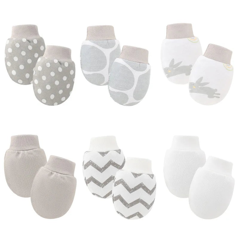Cotton Baby Mittens (6 Pairs, Anti-Scratch, Newborn)