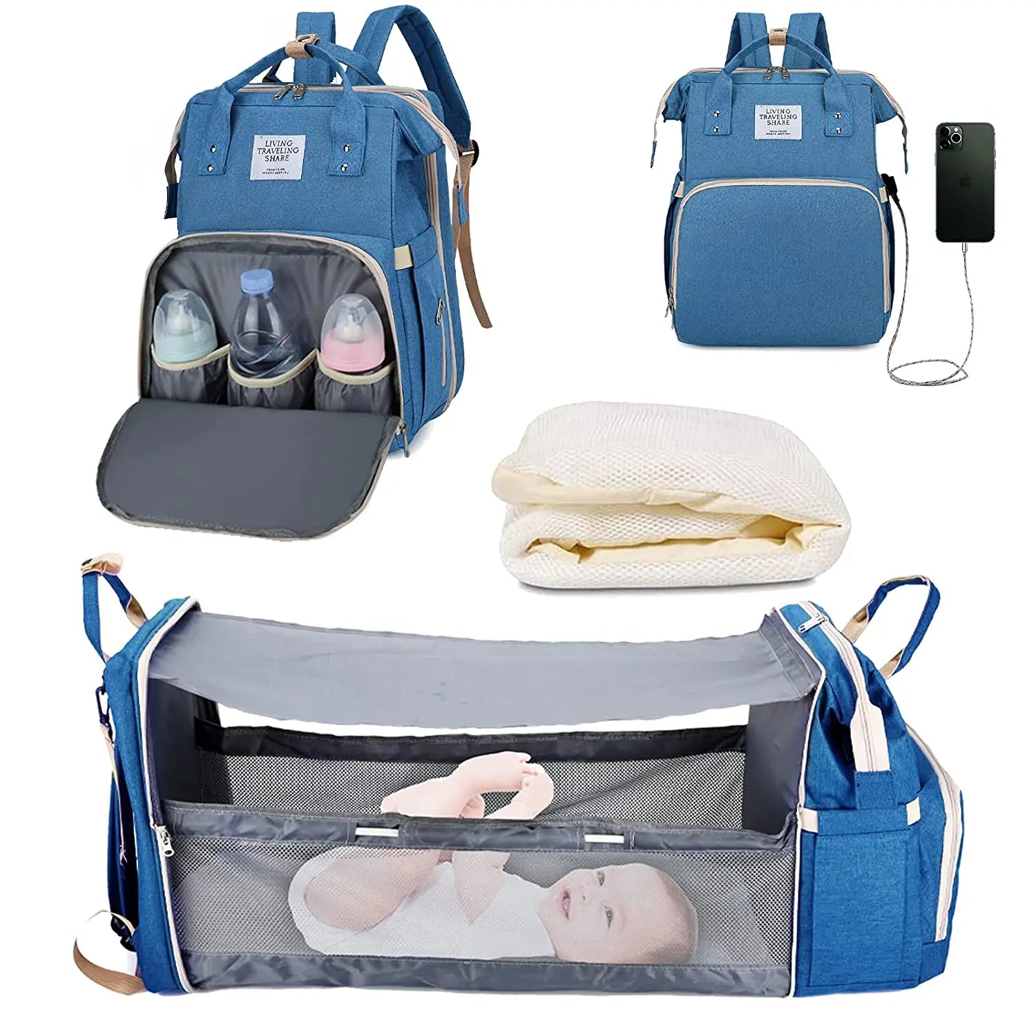 Baby Changing Bag With Foldable Cot