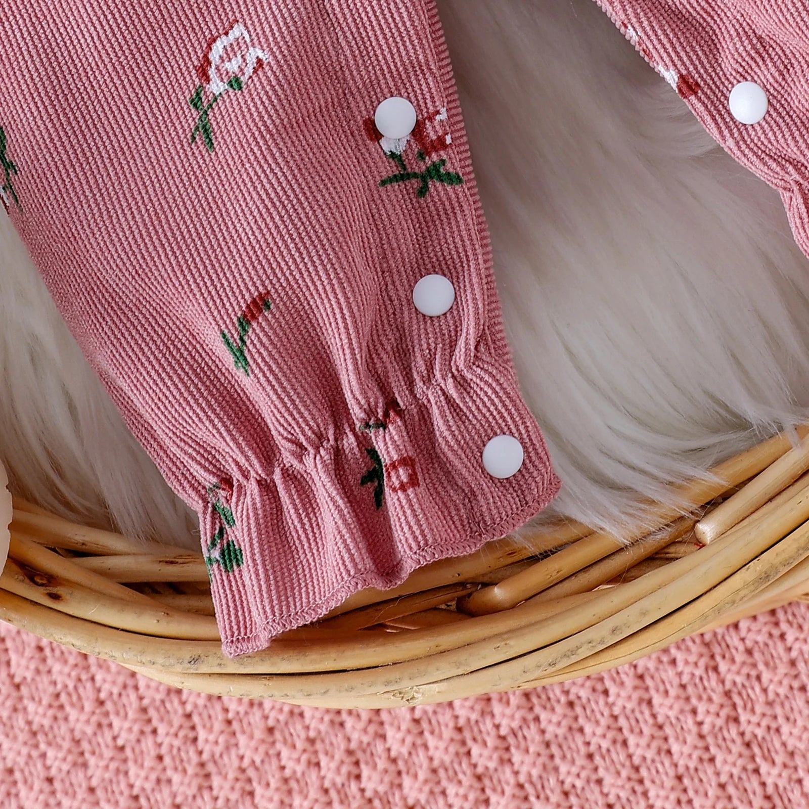 Baby Girls Floral Print Long Sleeve Romper & Headband