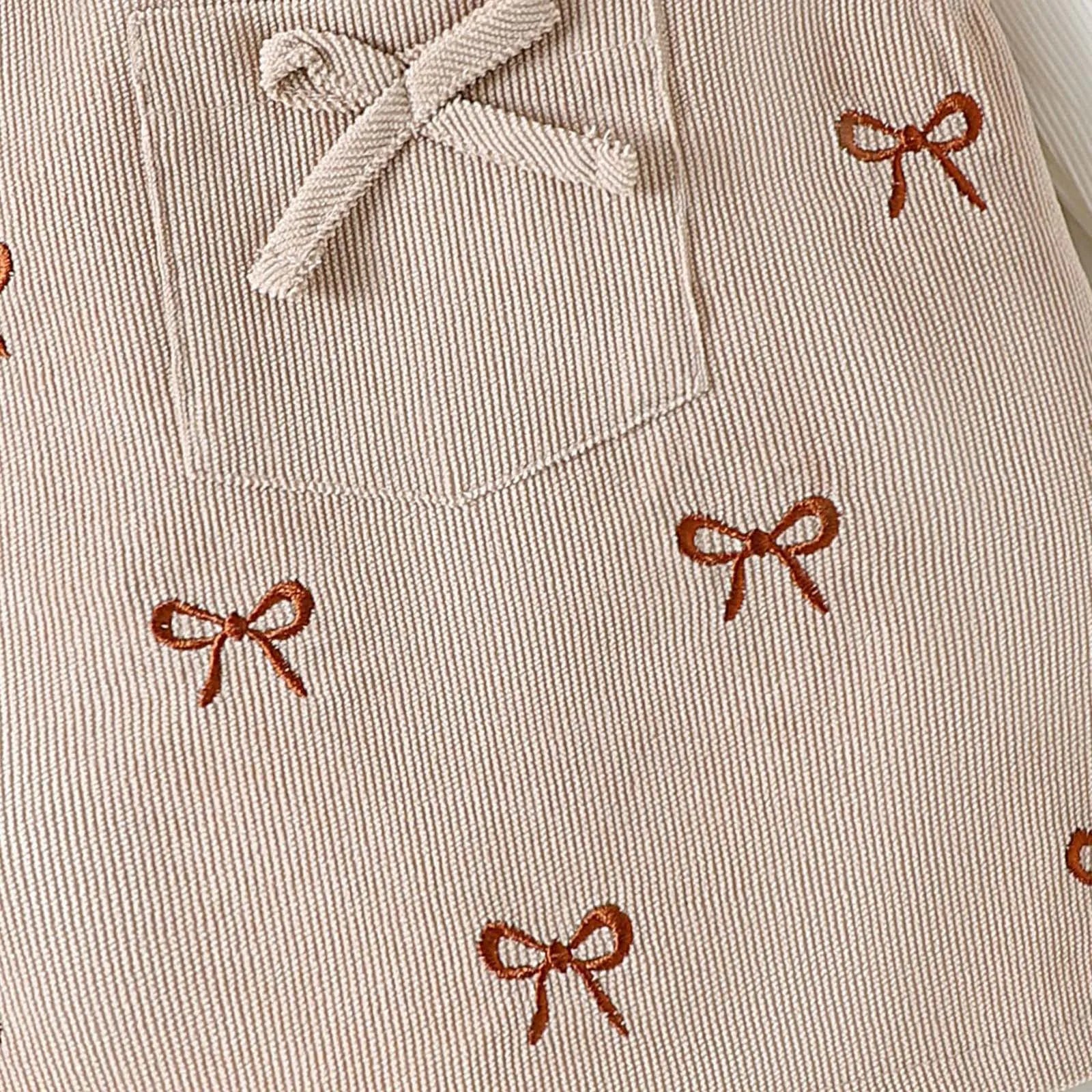 Baby Girl Long Sleeve Top + Bow + Overall Dresses Set