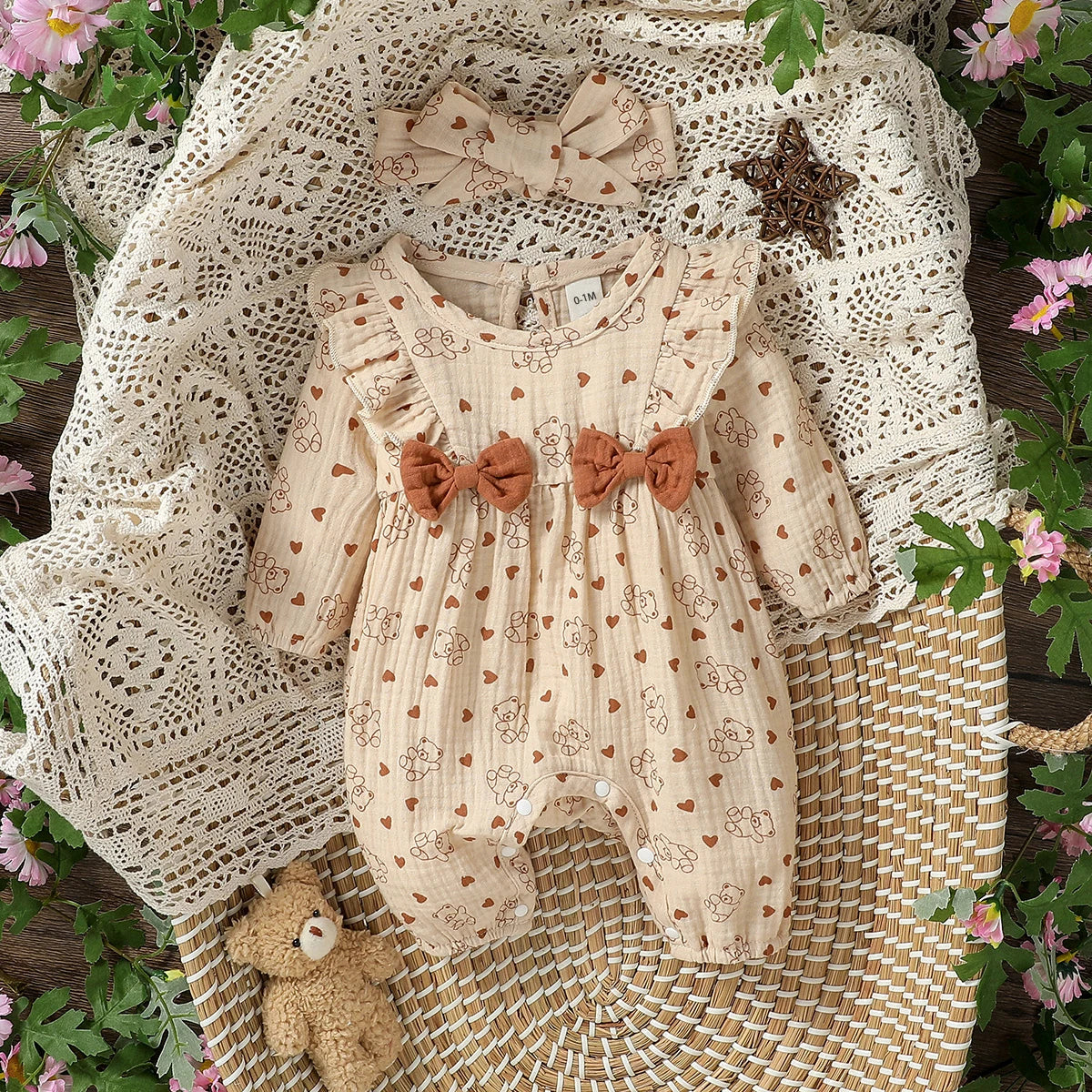 Baby Girl Long Sleeve Print Floral Jumpsuit