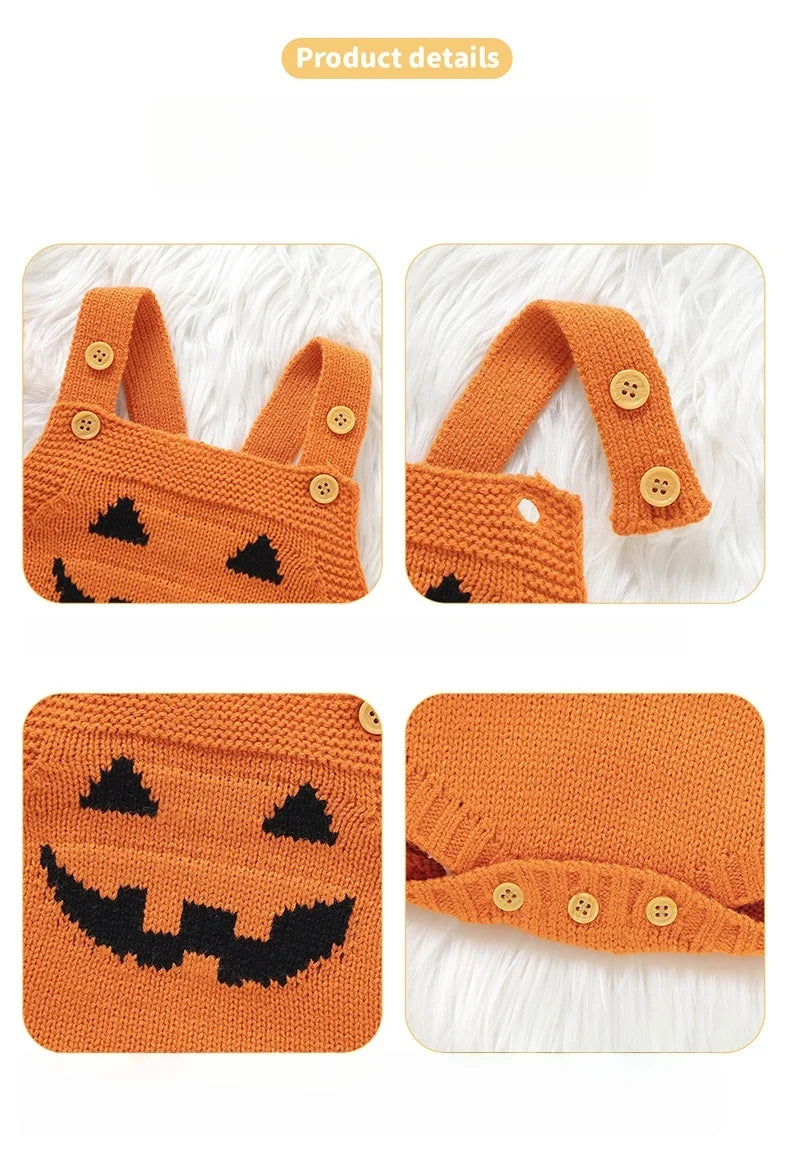 Baby Halloween Pumpkin Knit Romper