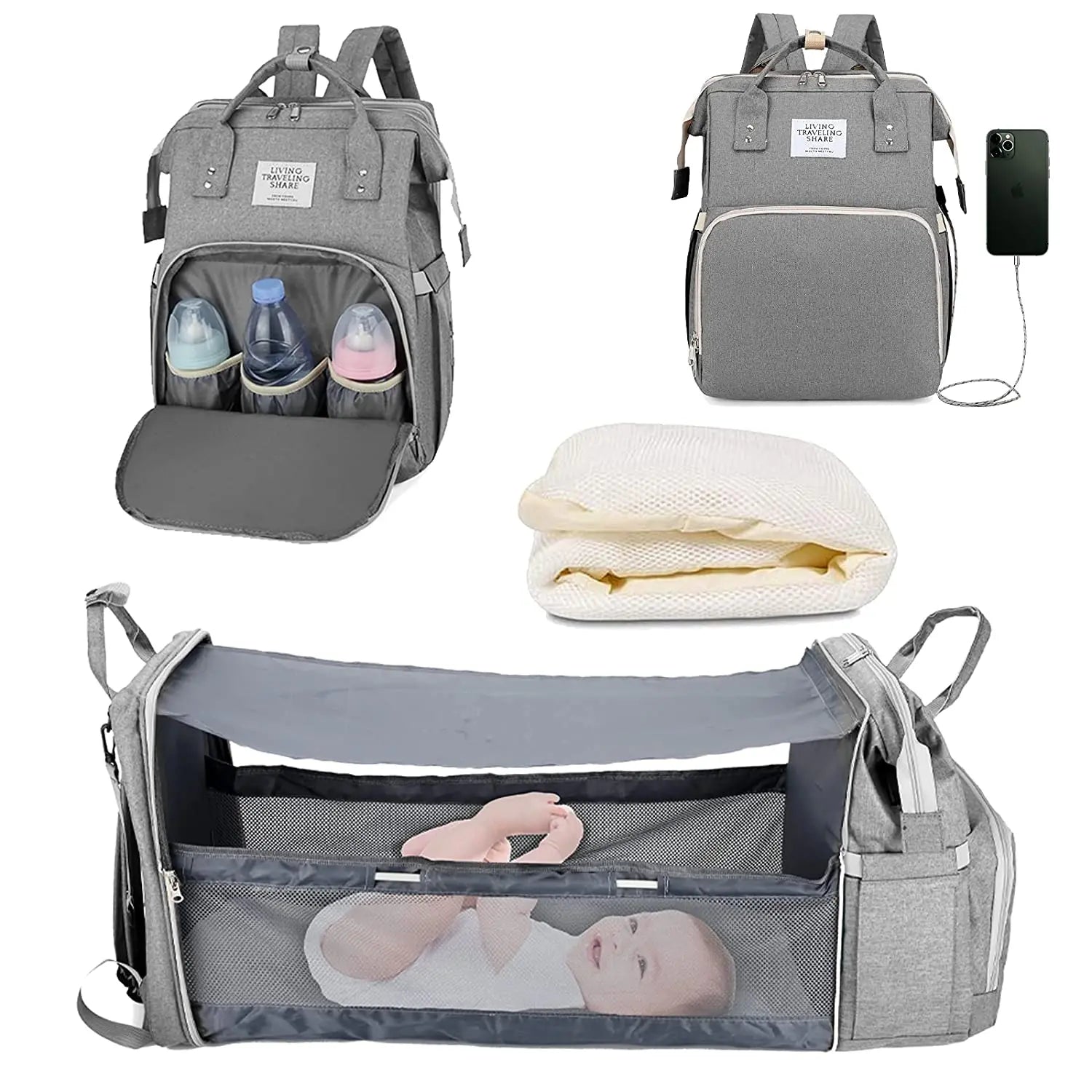 Baby Changing Bag With Foldable Cot
