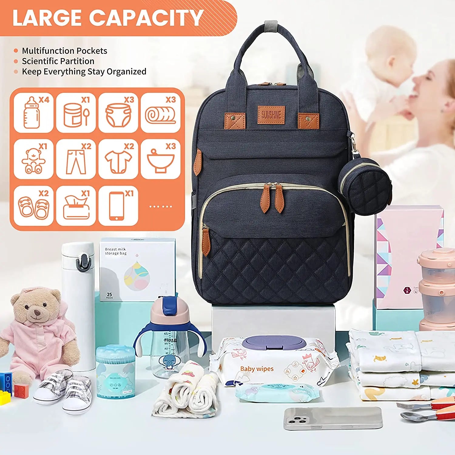 Baby Changing Bag With Foldable Cot