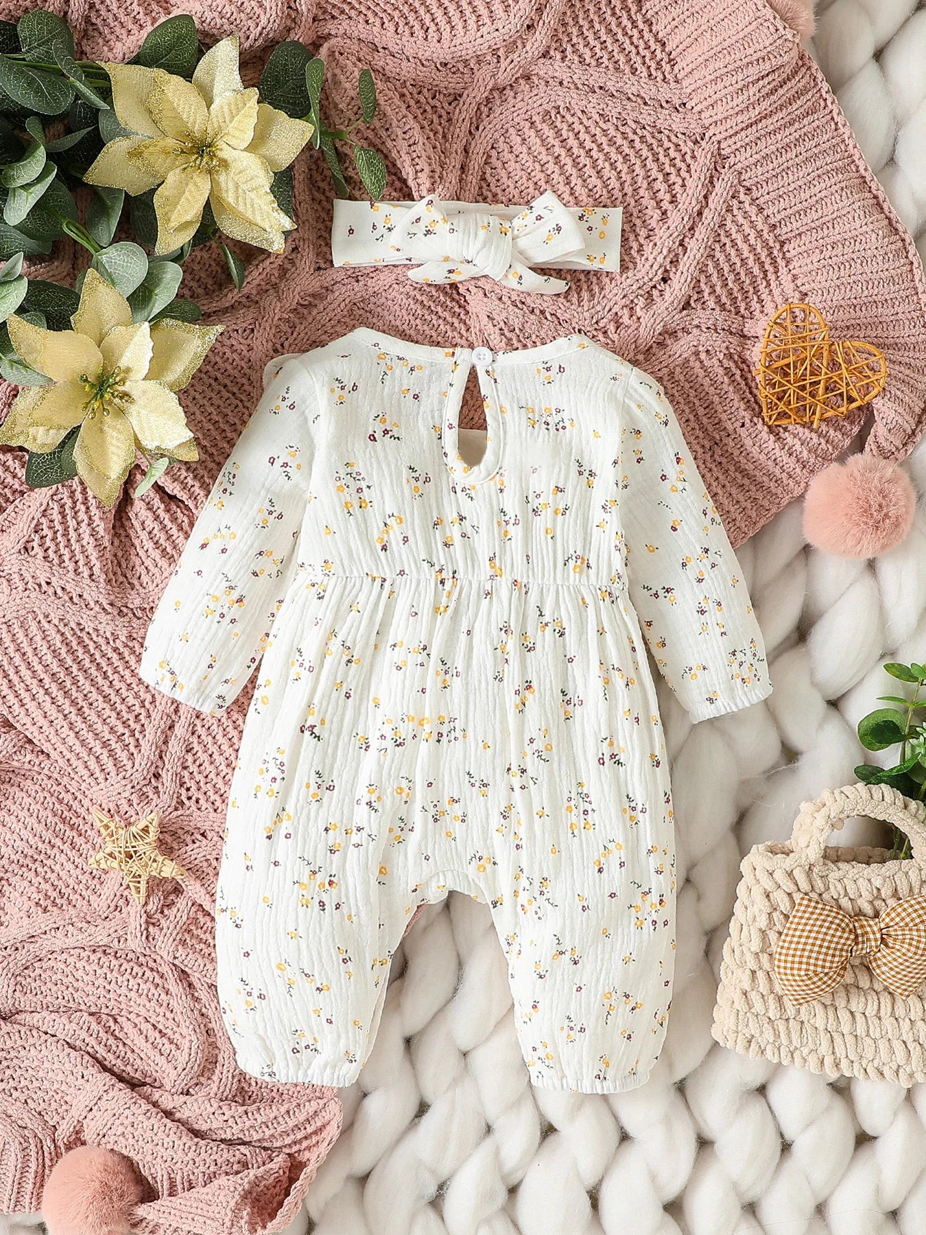 Baby Girl Long Sleeve Print Floral Jumpsuit