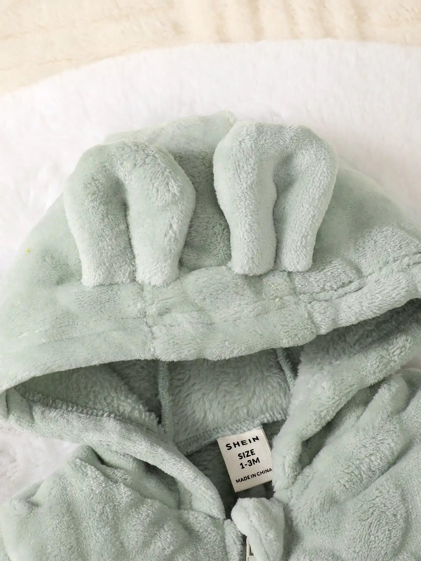 Baby Plush Jumpsuit Hooded With Zip