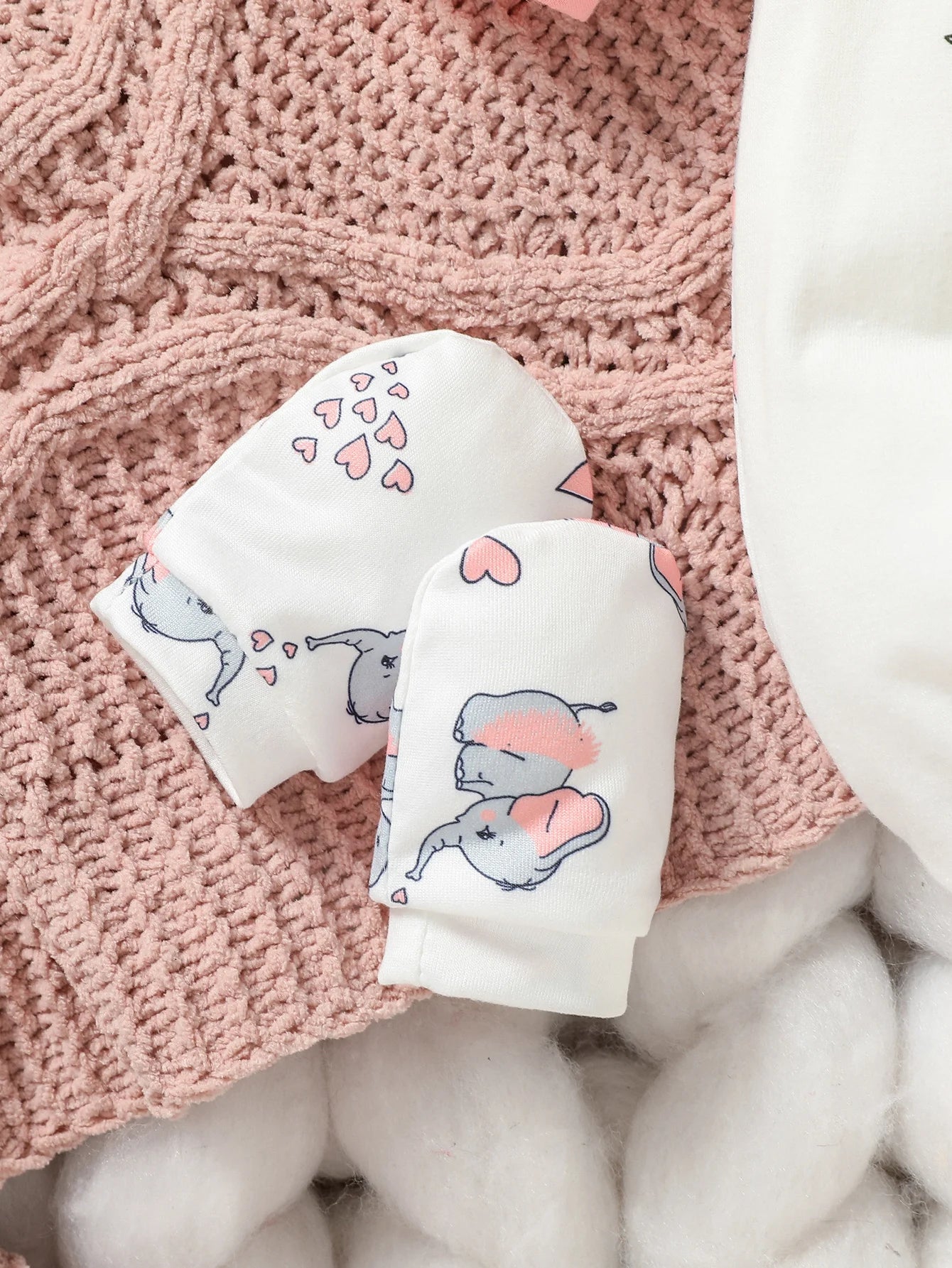 Baby Girls Long Sleeve Jumpsuit+Bib+Gloves+Hat