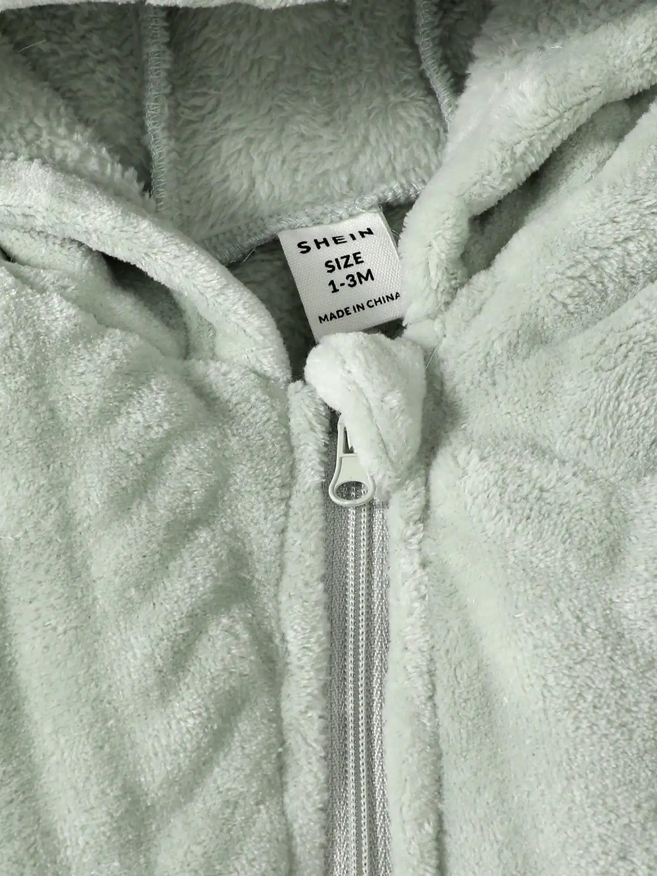 Baby Plush Jumpsuit Hooded With Zip