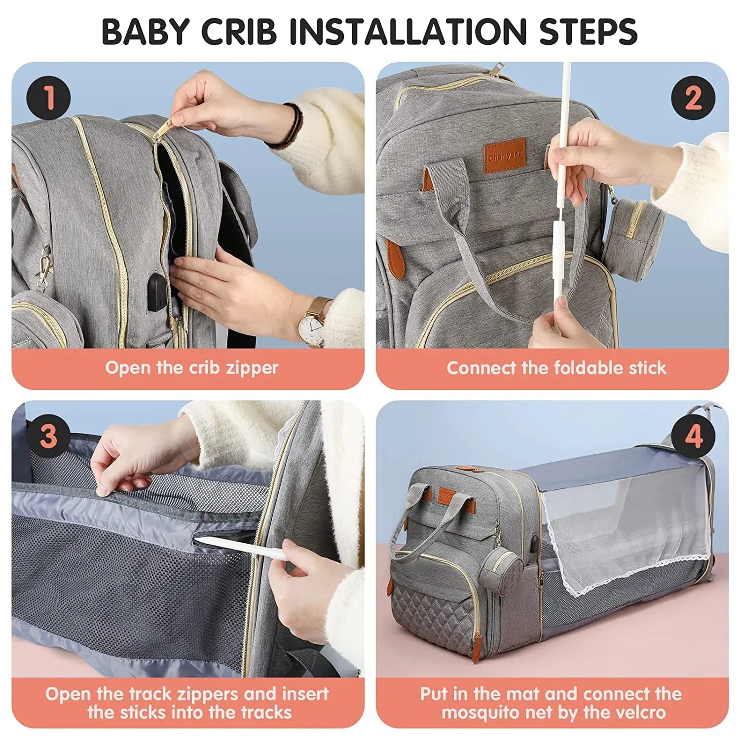 Baby Changing Bag With Foldable Cot