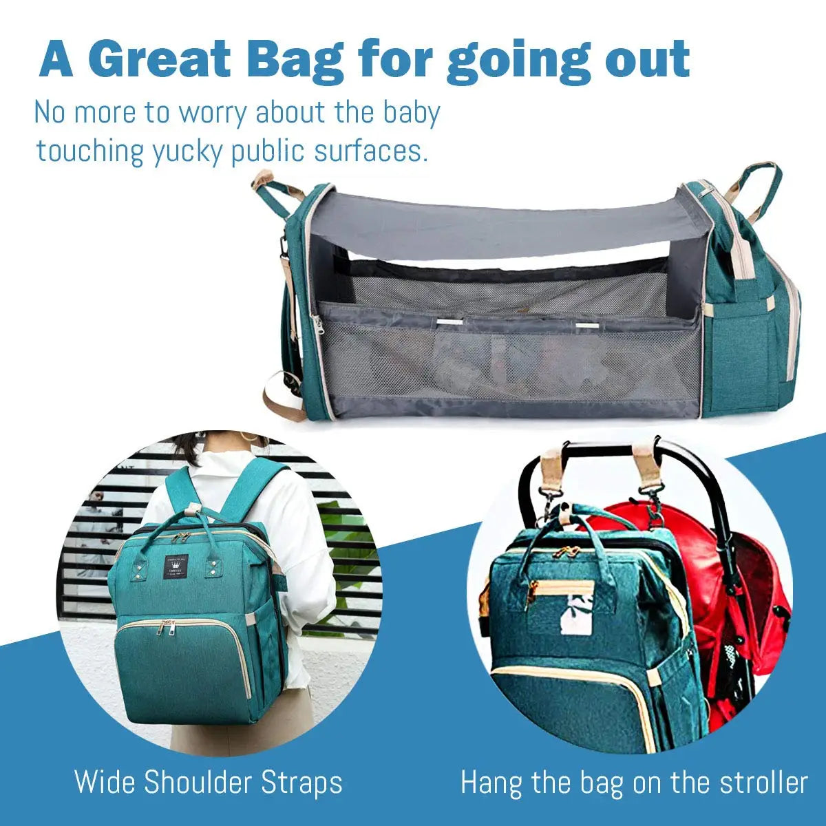 Baby Changing Bag With Foldable Cot