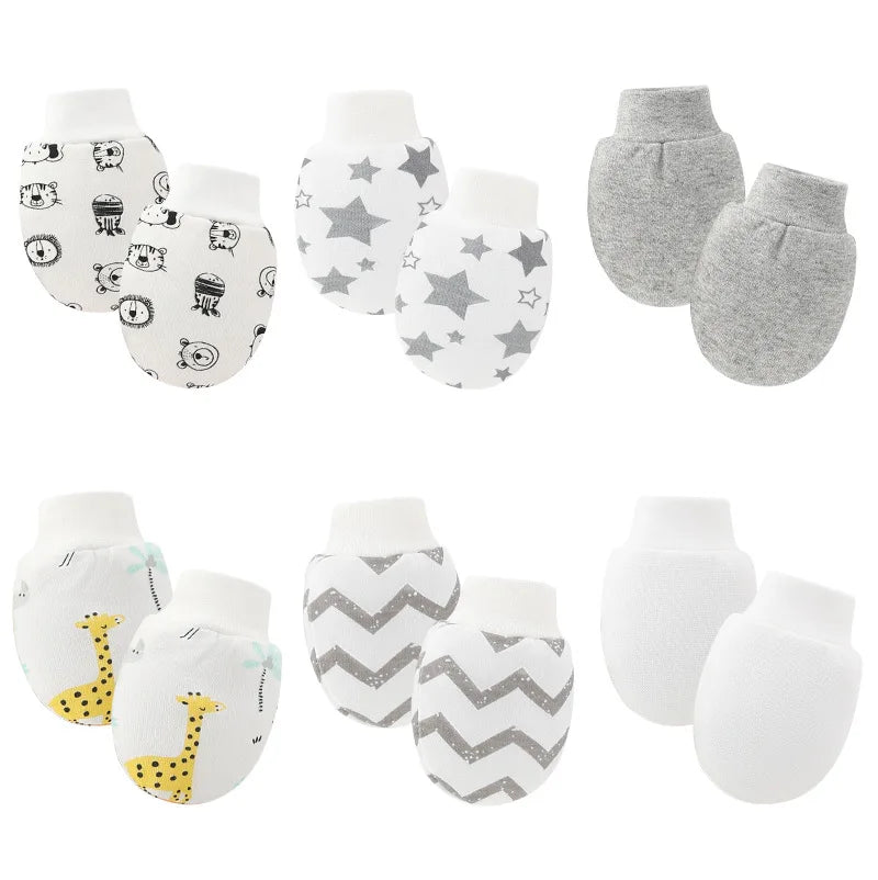 Cotton Baby Mittens (6 Pairs, Anti-Scratch, Newborn)