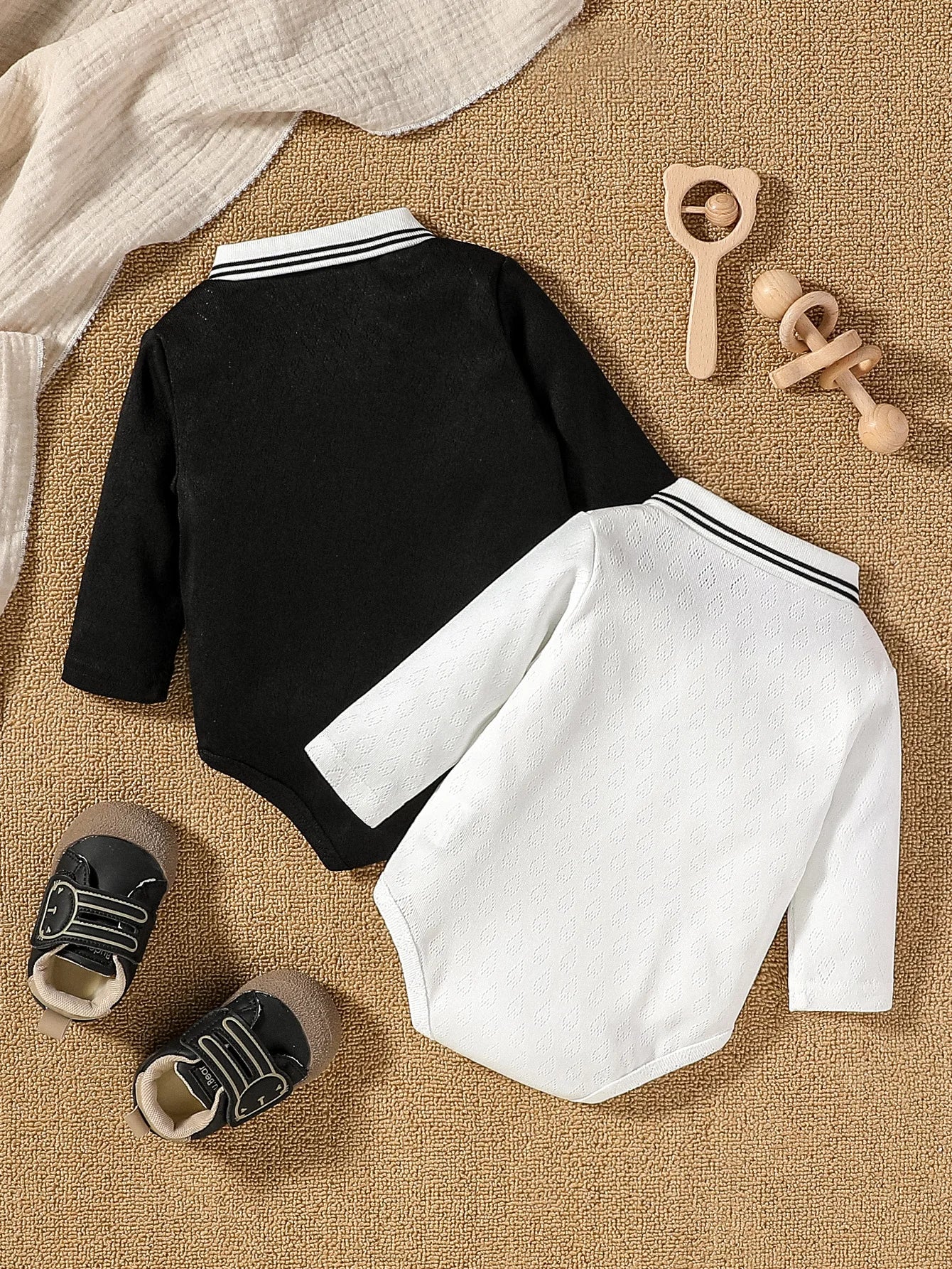 Baby Boys Long Sleeve Button Up Jumpsuits - 2Pc Set