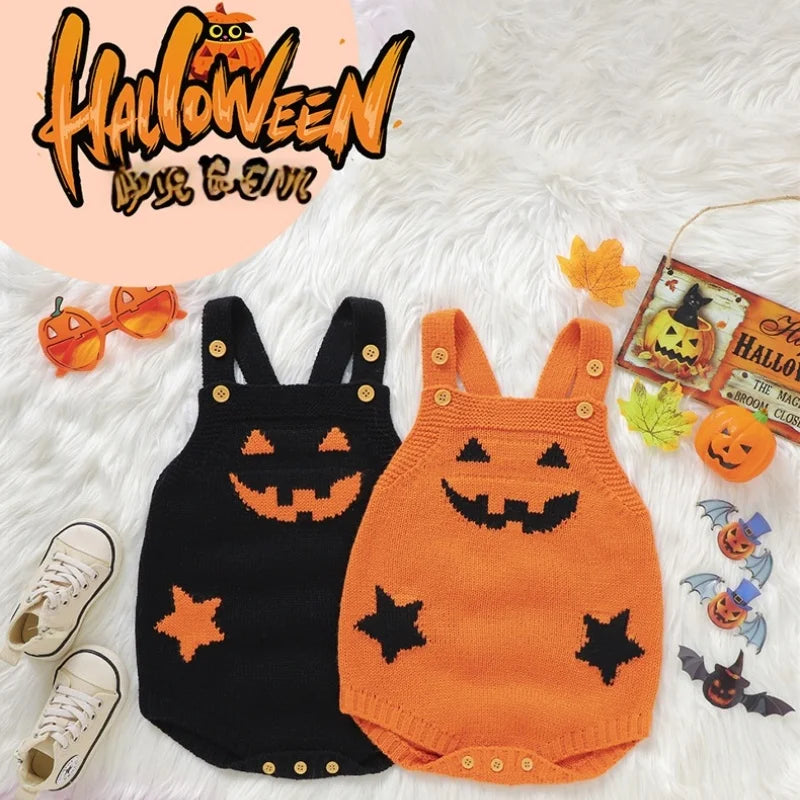 Baby Halloween Pumpkin Knit Romper