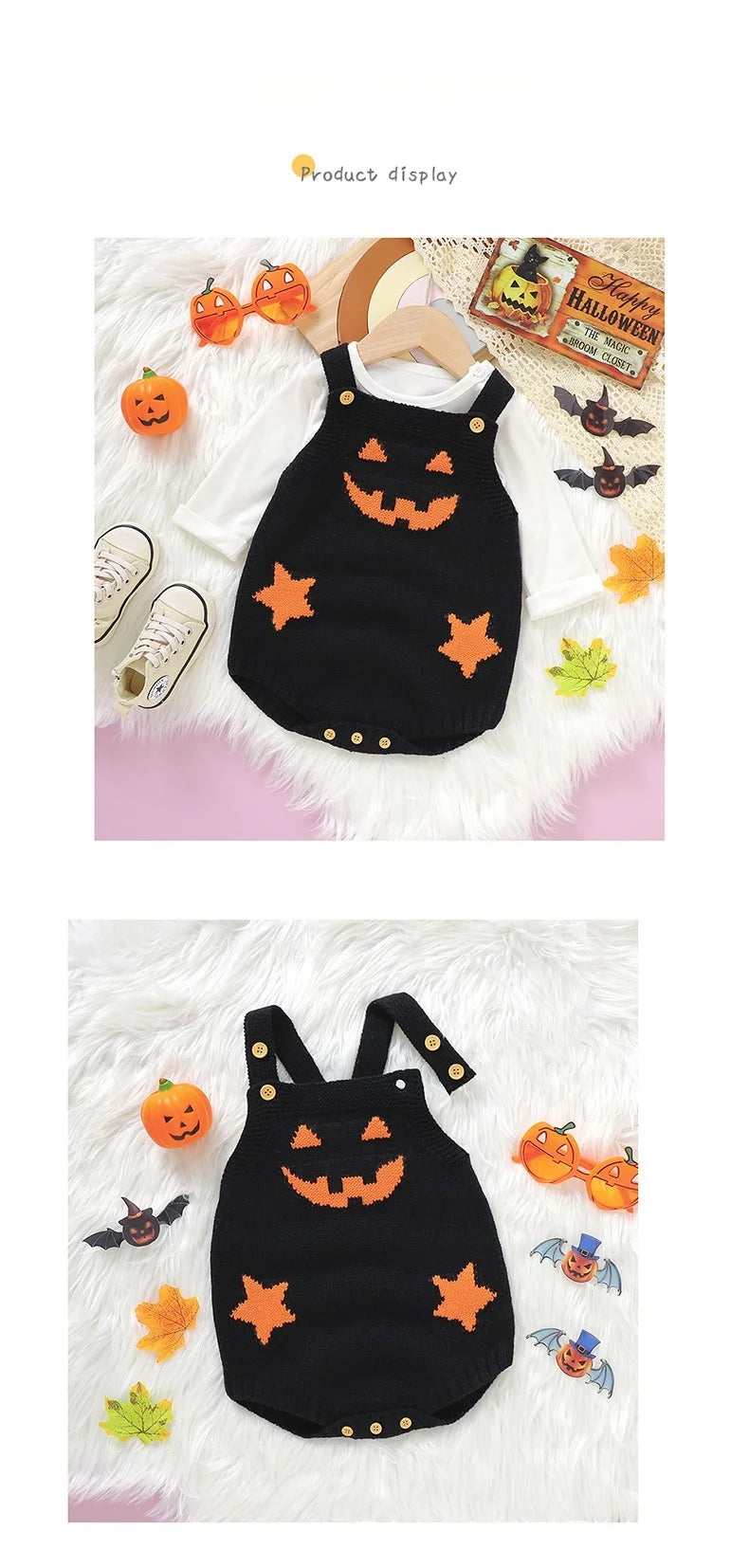 Baby Halloween Pumpkin Knit Romper