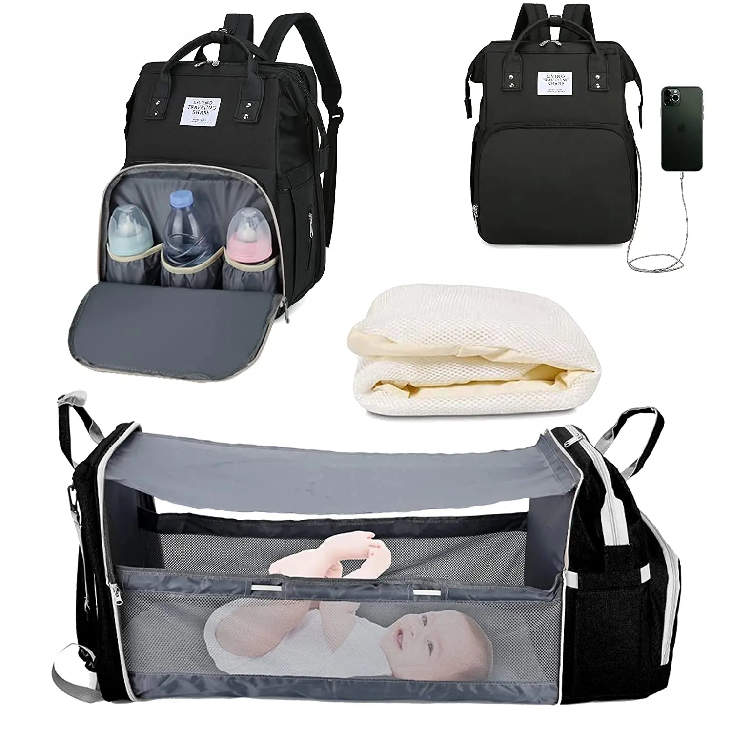 Baby Changing Bag With Foldable Cot