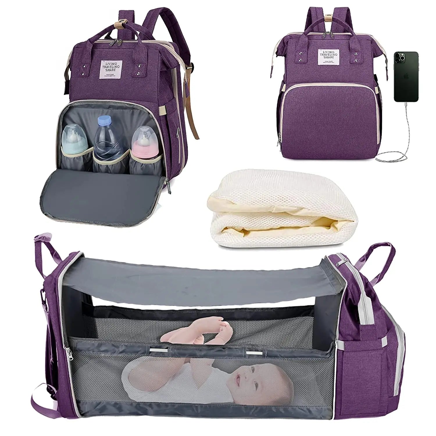 Baby Changing Bag With Foldable Cot