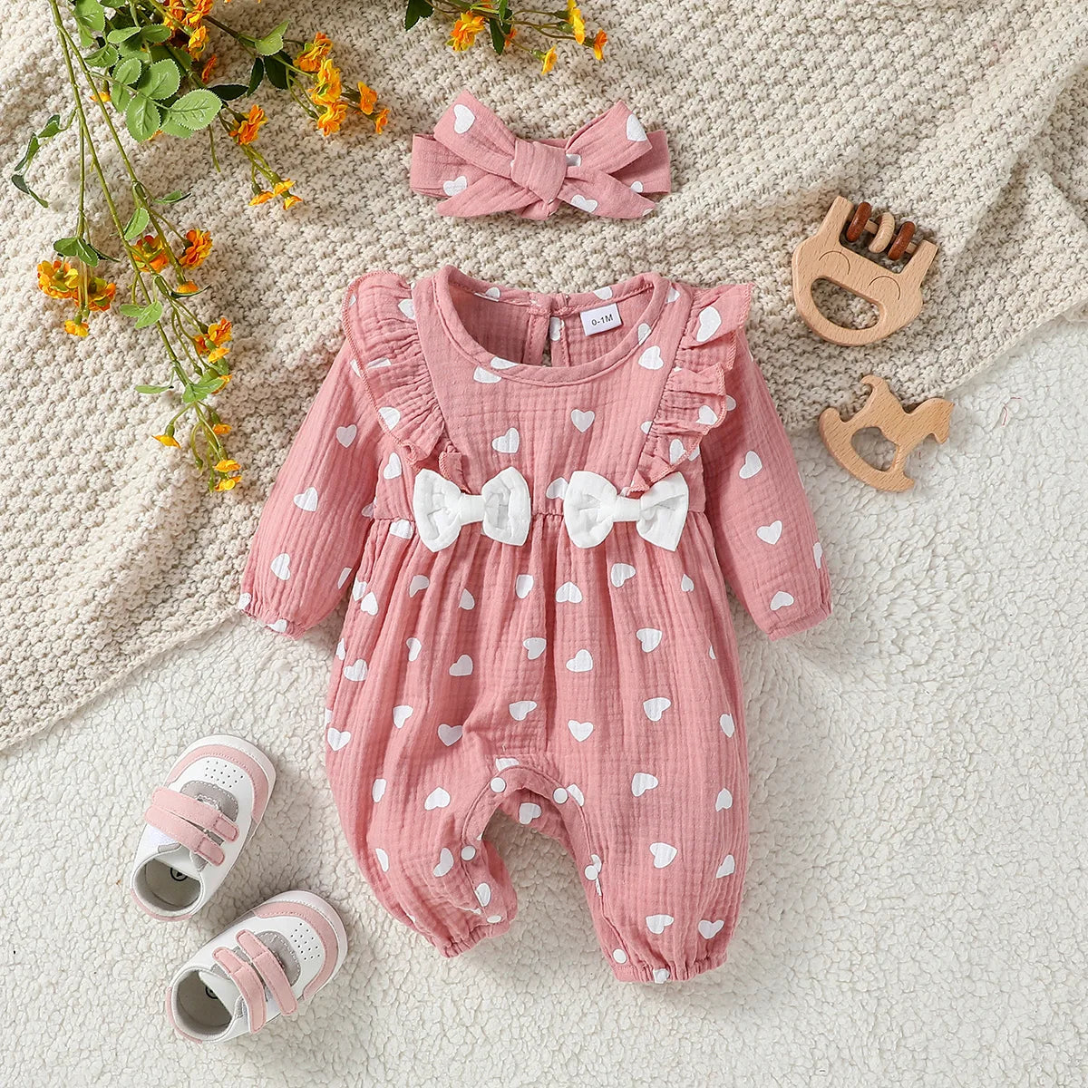 Baby Girl Long Sleeve Print Floral Jumpsuit