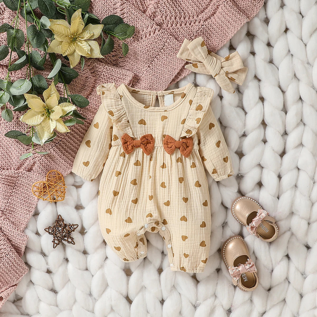 Baby Girl Long Sleeve Print Floral Jumpsuit