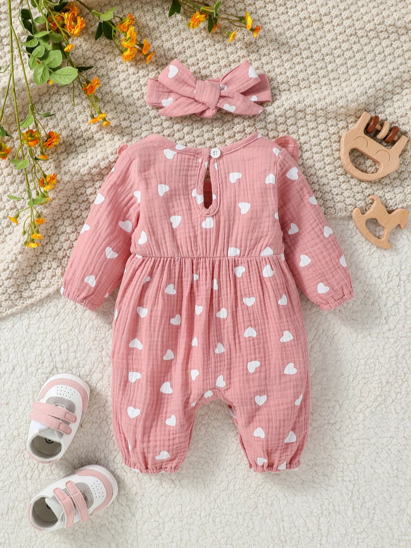 Baby Girl Long Sleeve Print Floral Jumpsuit