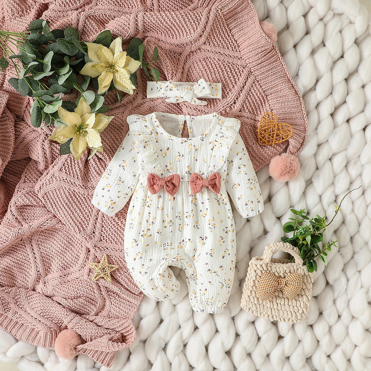 Baby Girl Long Sleeve Print Floral Jumpsuit
