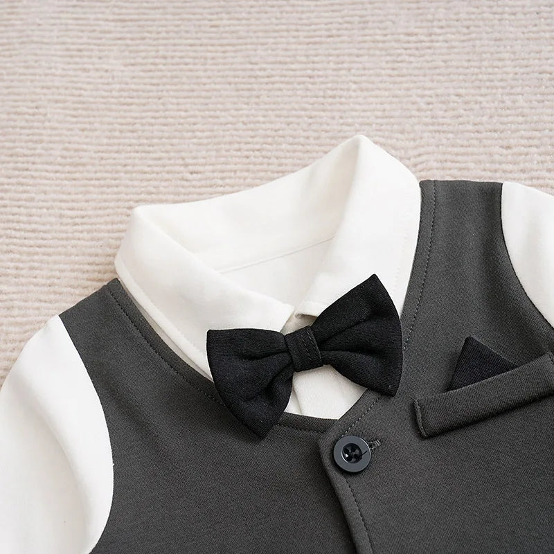Gentleman Baby Boys Bow Tie Cotton Rompers