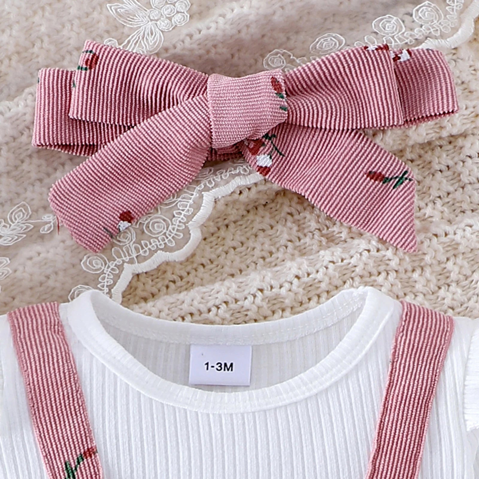 Baby Girls  Floral Print Long Sleeve Romper & Headband
