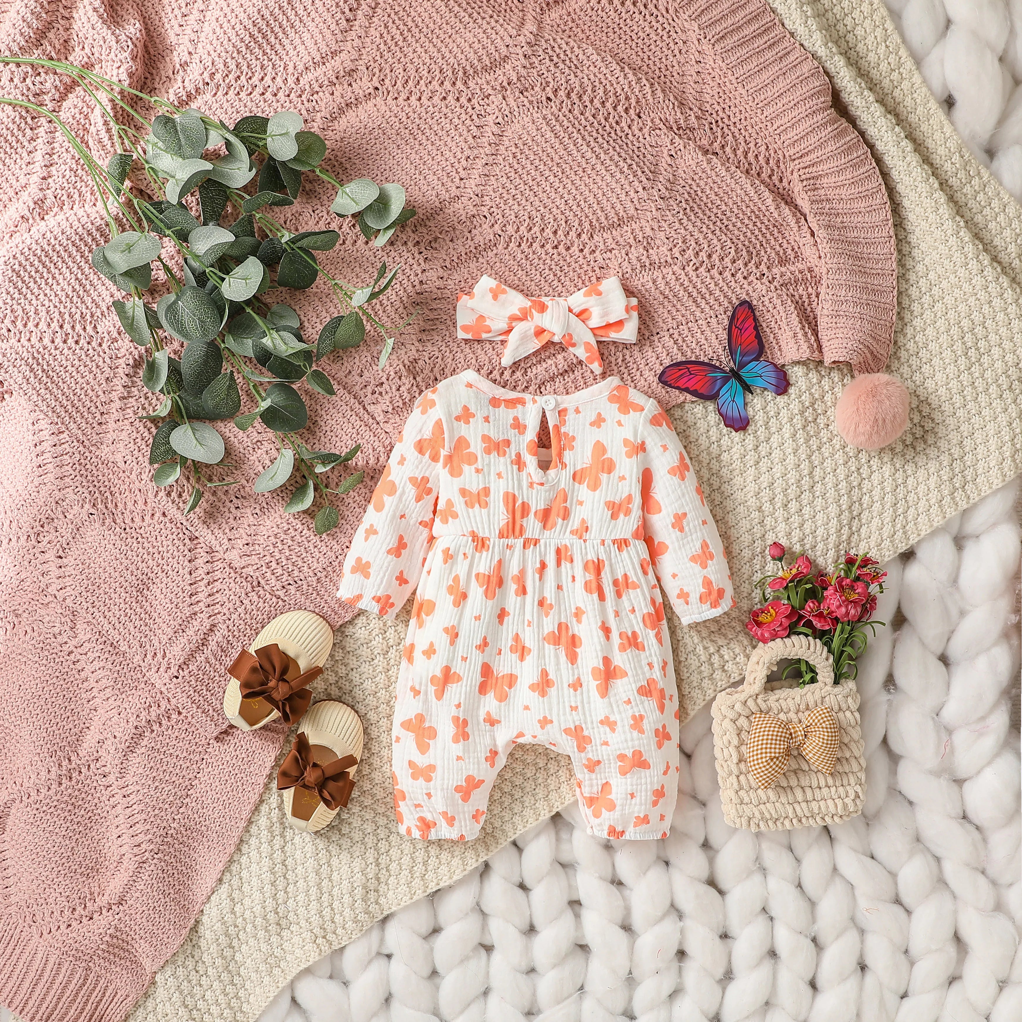 Baby Girl Long Sleeve Print Floral Jumpsuit