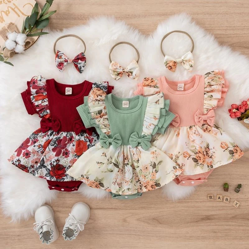 Baby Girl Cotton Dress With Bowknot