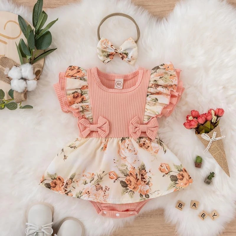 Baby Girl Cotton Dress With Bowknot