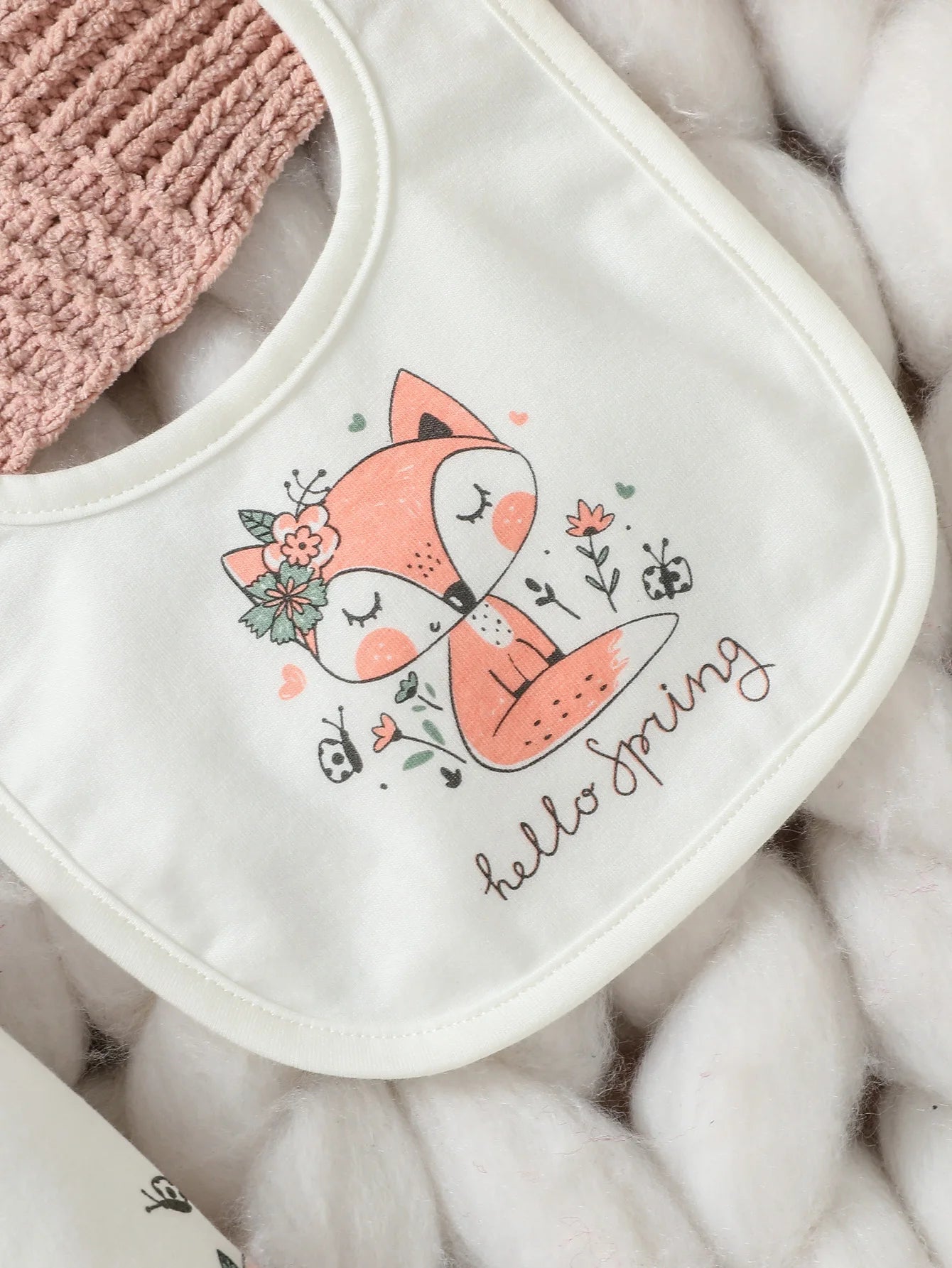 Baby Girls Long Sleeve Jumpsuit+Bib+Gloves+Hat