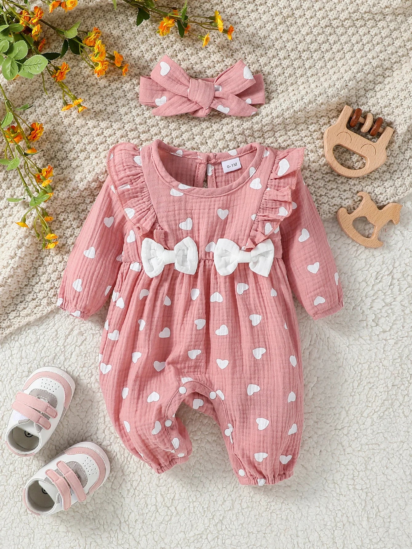 Baby Girl Long Sleeve Print Floral Jumpsuit