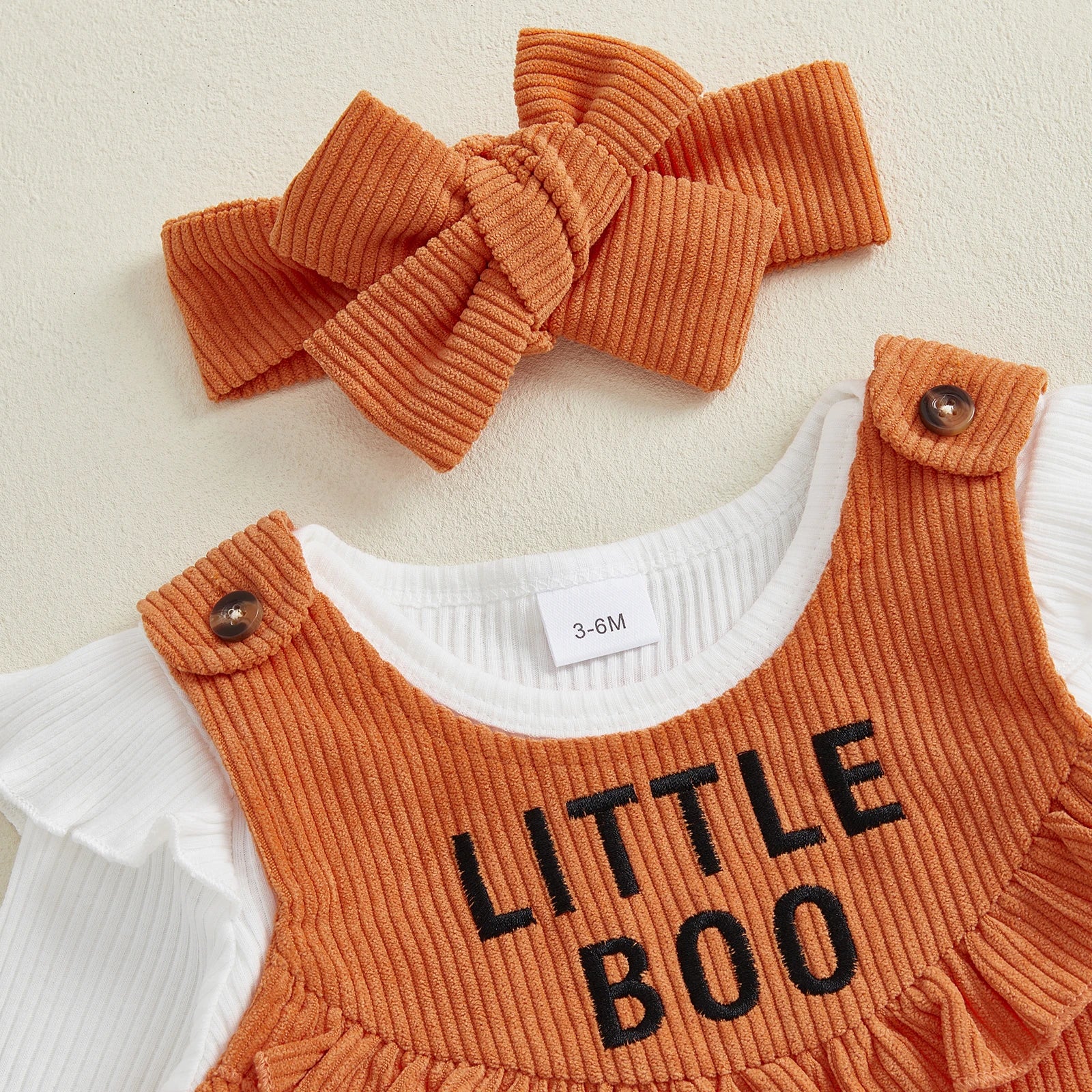 Baby Girl Halloween Long Sleeve Top & Overall Dress 3 Pcs Set
