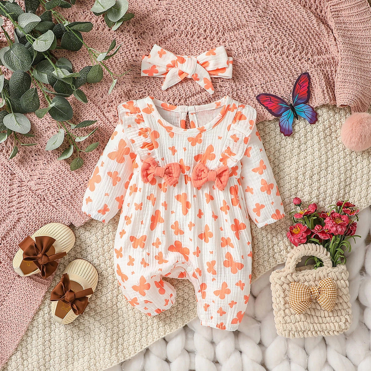 Baby Girl Long Sleeve Print Floral Jumpsuit