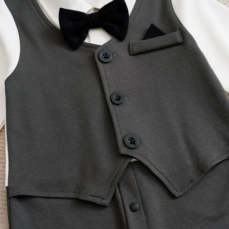 Gentleman Baby Boys Bow Tie Cotton Rompers