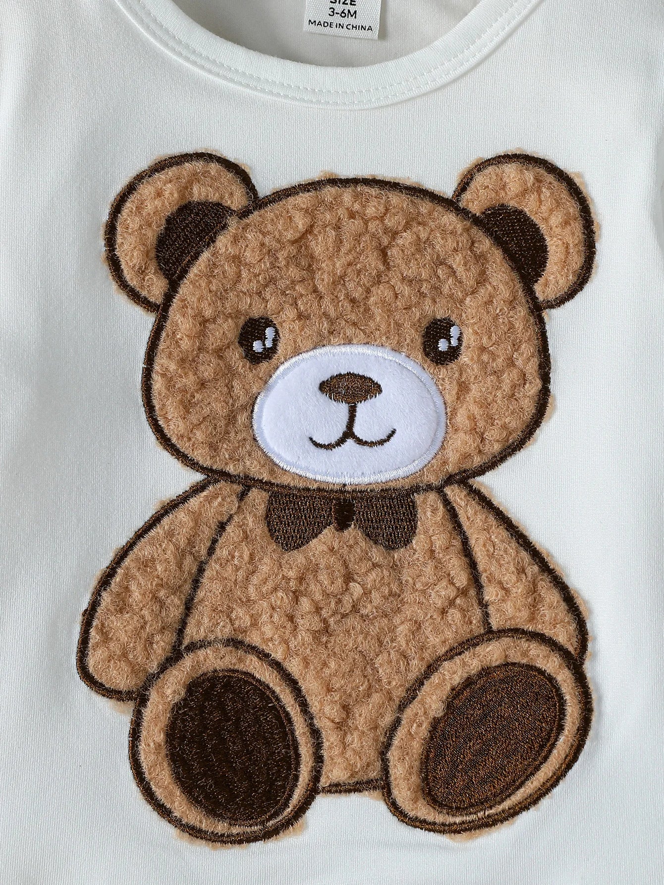Baby Cute Long Sleeve Top With Bear +Button Jumpsuit