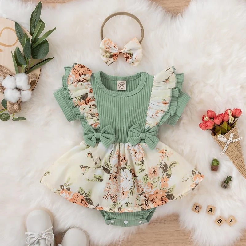 Baby Girl Cotton Dress With Bowknot