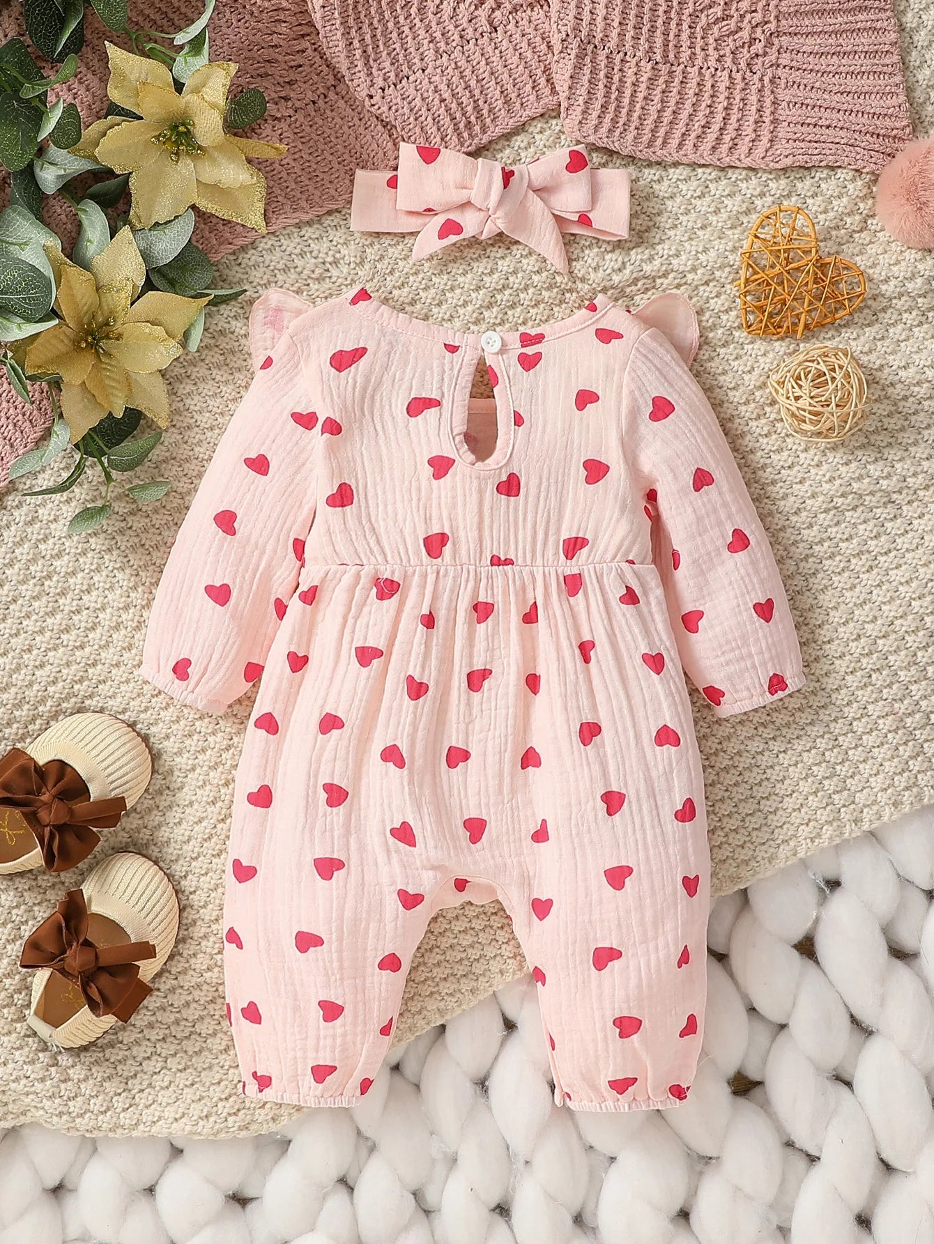 Baby Girl Long Sleeve Print Floral Jumpsuit