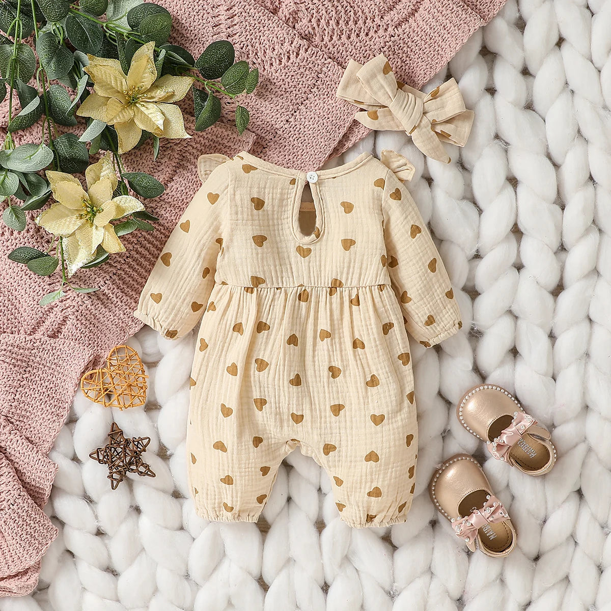 Baby Girl Long Sleeve Print Floral Jumpsuit